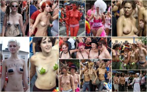 Bilder från tidigare pridefestivaler i Stockholm. (Foto: Nudesummer.net)